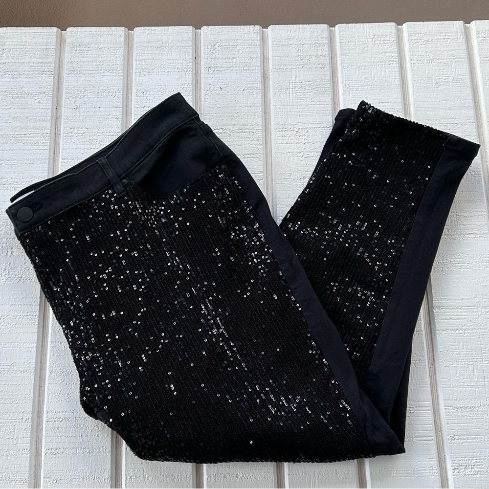 Lane Bryant Women’s Sequin Front Signature Fit Boyfriend Jeans Black Size 20P